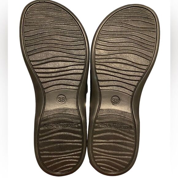 Aerothotic NWOT 38/8 Black Silver Glitter Trim Arch Support Orthotic Sandals - Picture 5 of 5